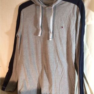 Woman’s Sz S TOMMY HILFIGER Gray Long Slv Hoody Sleepwear Shirt pre-owned